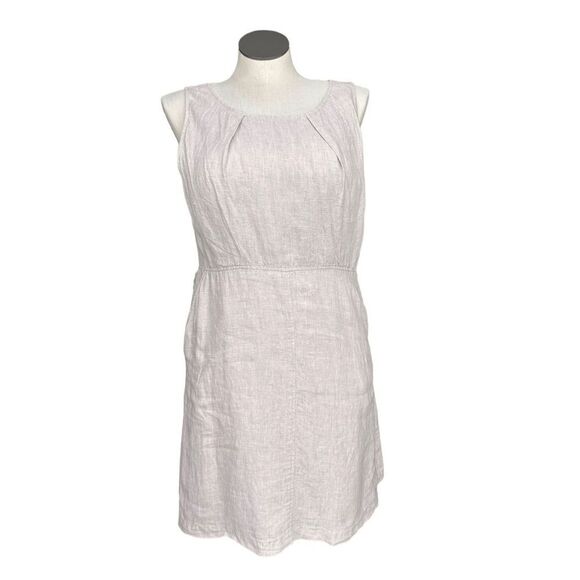 Tahari Women's Beige Linen‎ Sleeveless Dress Size 14 - Picture 1 of 7